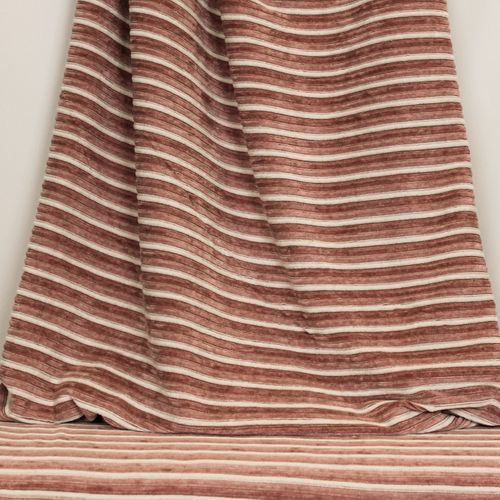 Tricot roze met witte strepen in katoen / polyester mengeling